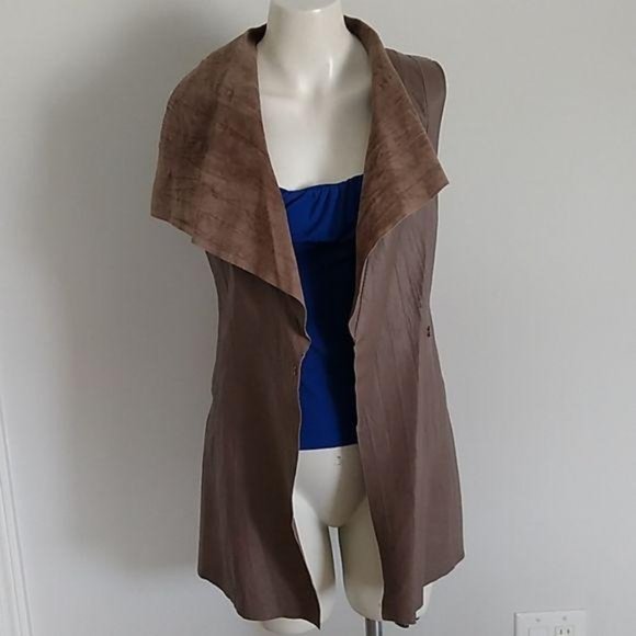 Los Angeles Leather Vest sleeveless Brown NWT - Picture 2 of 8